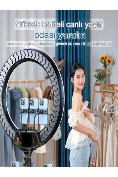 DEANB Bld-21 6000k 80w 2usb 360° Dönen 56cm Çantalı Stüdyo Fotoğraf Video Kumandalı Led Halka Çekim Işık - 5