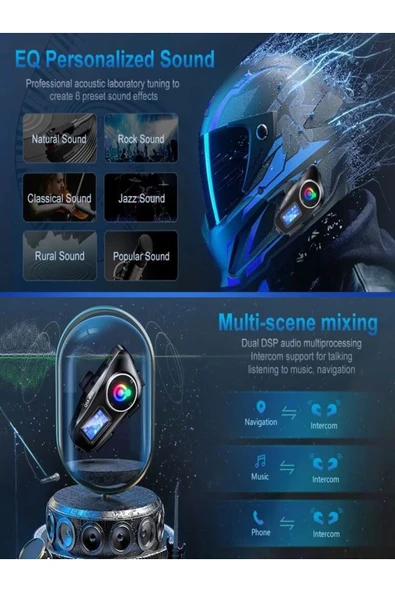 DEANB IPX6 SU GEÇİRMEZ SD KARTLI 2 KİŞİ 300M SİRİ DESTEK EQ SES İNTERKOM KASK KULAKLIĞI GÜRÜLTÜ OFF - Resim 3