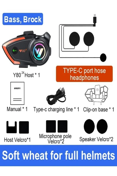 DEANB Y8002x Ip67 Su Geçirmez 2kişi 800metre Blueooth Interkom Motosiklet Kask Kulaklık - 7