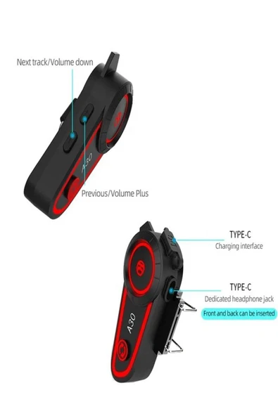 DEANB A030 IP7 Su Geçirmez RGB Wireless İNTERKOM Motor Motosiklet Stereo Kask Kulaklığı - 5