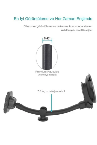 DEANB Fhd07 Neodimyum Manyetik Araç Telefon Tutucu - Universal Yapışkanlı Telefon Standı, Siyah - 3