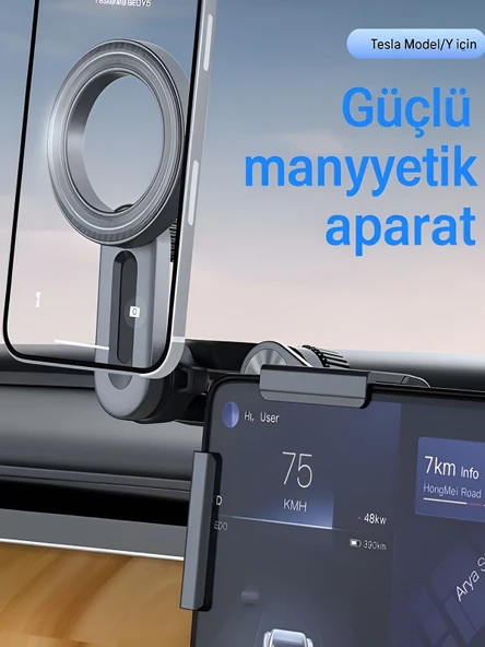 DEANB 360 Döner Manyetik Telefon Tutucu  Esnek Alüminyum Kol, Araç İçi Ayarlanabilir Stand - Resim 6