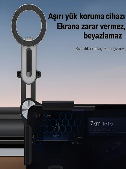 DEANB 360 Döner Manyetik Telefon Tutucu  Esnek Alüminyum Kol, Araç İçi Ayarlanabilir Stand - Resim 2