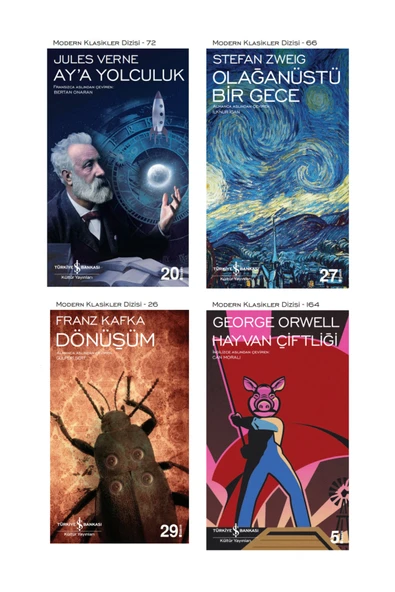 Olağanüstü Bir Gece + Ay'a Yolculuk + Dönüşüm + Hayvan Çiftliği- 4 Kitap Set - Iş Bankası Özel Set ürün görseli 1