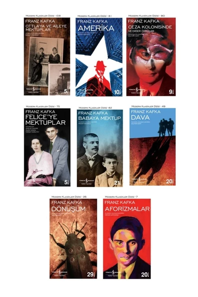 Modern Klasikler Dizisi Franz Kafka Kitapları-dava-dönüşüm-aforizmalar-8 Kitap Set ürün görseli 1
