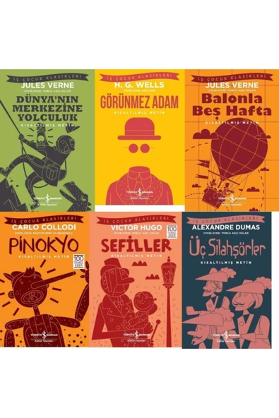 Iş Bankası Çocuk Klasikleri 6 Kitap Balonla Beş Hafta-görünmez Adam-pinokyo ürün görseli 1