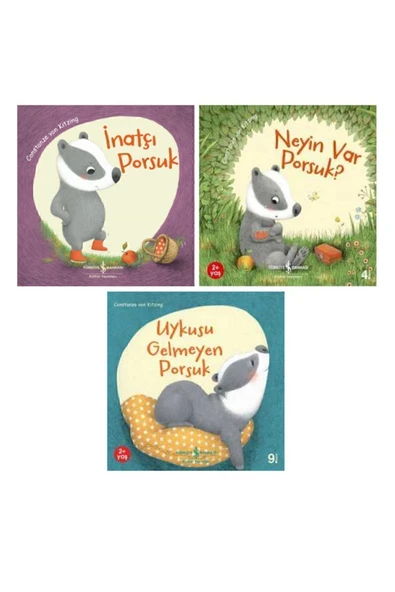 Inatçı Porsuk + Neyin Var Porsuk + Uykusu Gelmeyen Porsuk 3'lü Resimli Hikaye Kitabı Seti ürün görseli 1