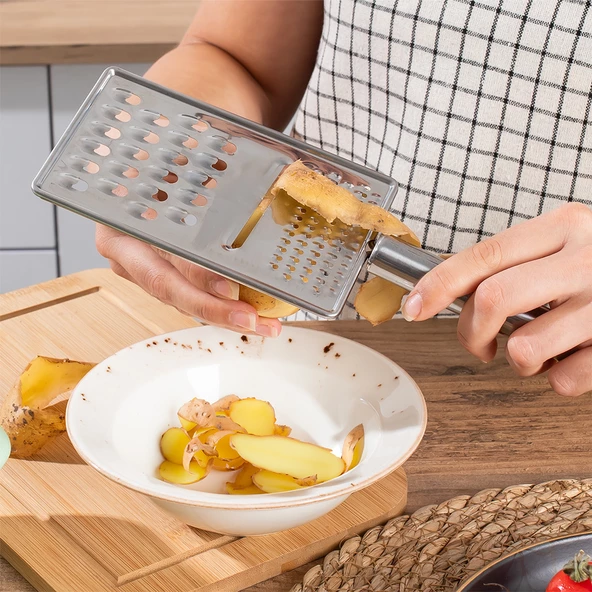 Porsima 11702 Inox Paslanmaz Çelik El Rendesi Dilimleyici - Küçük Büyük Rende Dilimleme - 2