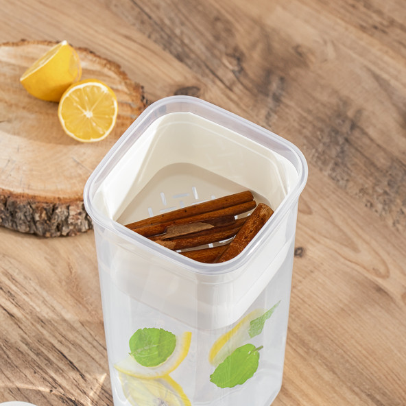 Porsima 06-1109 Detoks Sürahi & Limonluk Şeffaf 1,5 L - Beyaz - Resim 2