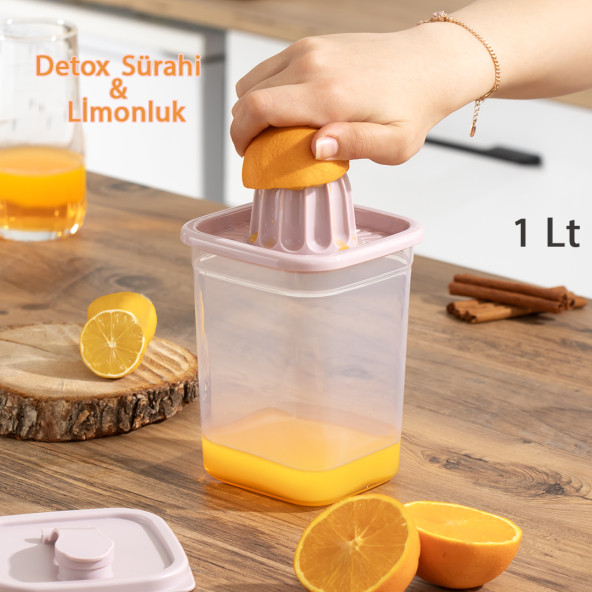 Porsima 06-1108 Detoks Sürahi & Limonluk Şeffaf 1 L - Pembe