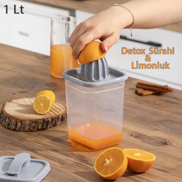 Porsima 06-1108 Detoks Sürahi & Limonluk Şeffaf 1 L - Gri