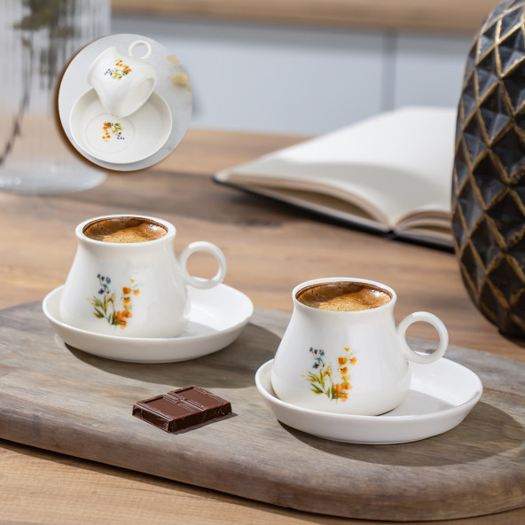 Porsima TE-218 Pablo Fincan Takımı-Desenli Porselen Fincan Takımı-Türk Kahvesi 6 Kişilik 90 cc - 3