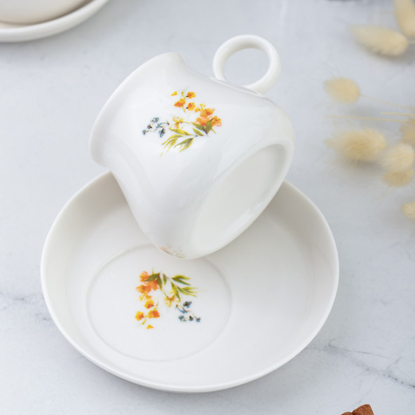 Porsima TE-218 Pablo Fincan Takımı-Desenli Porselen Fincan Takımı-Türk Kahvesi 6 Kişilik 90 cc - 4