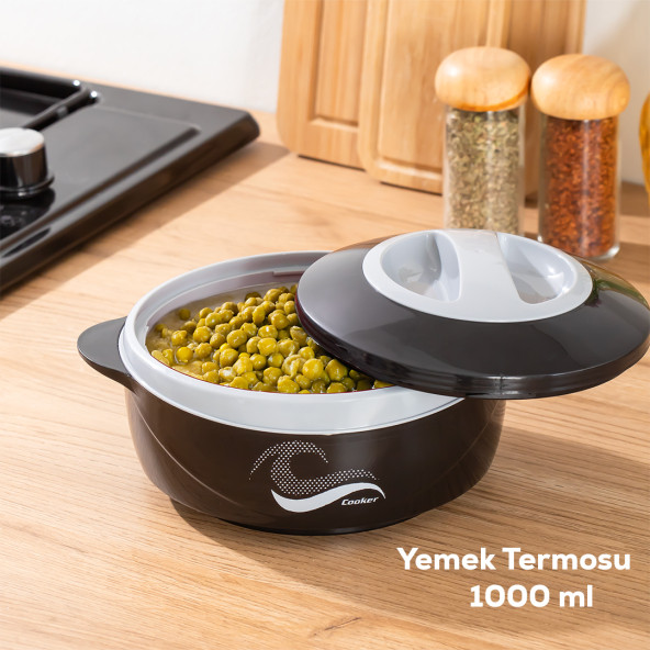 Porsima 3149 1000 mL Yemek Termosu - Sızdırmaz Kilitlenebilir Kapak Paslanmaz Çelik Sefer Tası - Siyah