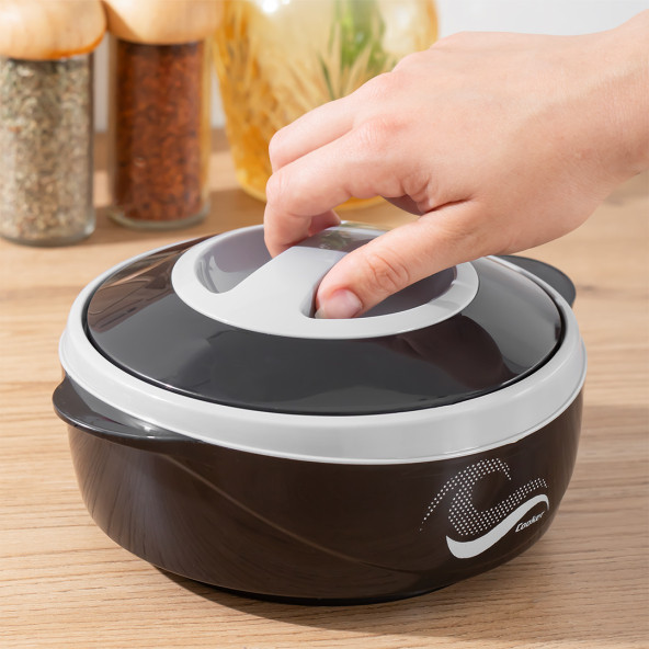 Porsima 3149 1000 mL Yemek Termosu - Sızdırmaz Kilitlenebilir Kapak Paslanmaz Çelik Sefer Tası - Siyah - 2