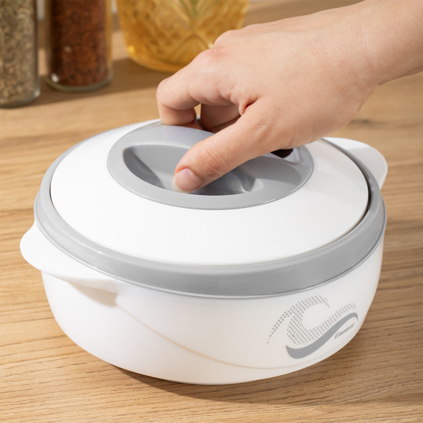 Porsima 3149 1000 mL Yemek Termosu - Sızdırmaz Kilitlenebilir Kapak Paslanmaz Çelik Sefer Tası - Beyaz - 2