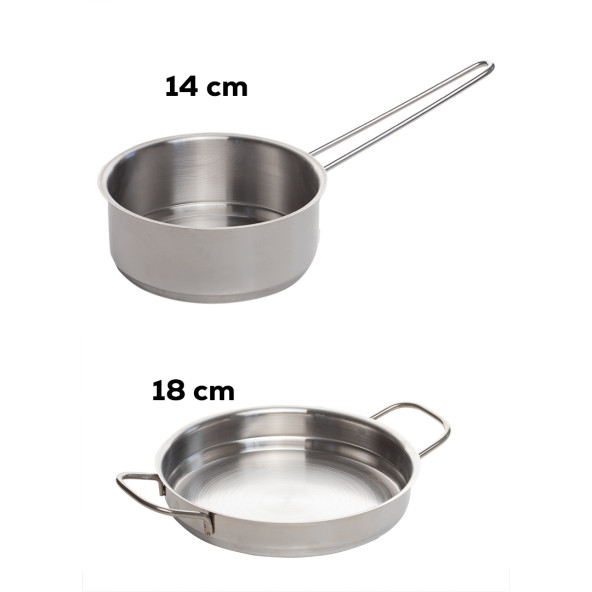 Porsima Paslanmaz Çelik Kaçerola ve Sahan Seti - Yumurta Sahan ve Sos Tavası 14-18 cm - 3