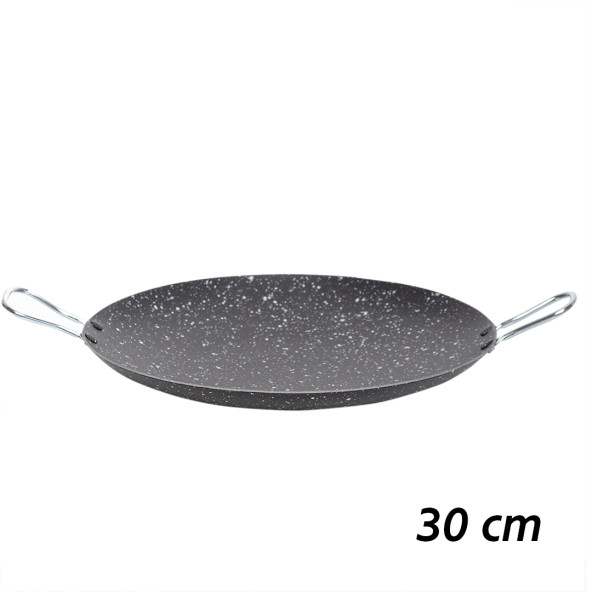 Esra Çok Amaçlı Granit Pişirme Tavası -Çift Yönlü Döküm Sac Kavurma Gözleme Tavası- 30 cm Siyah - 2