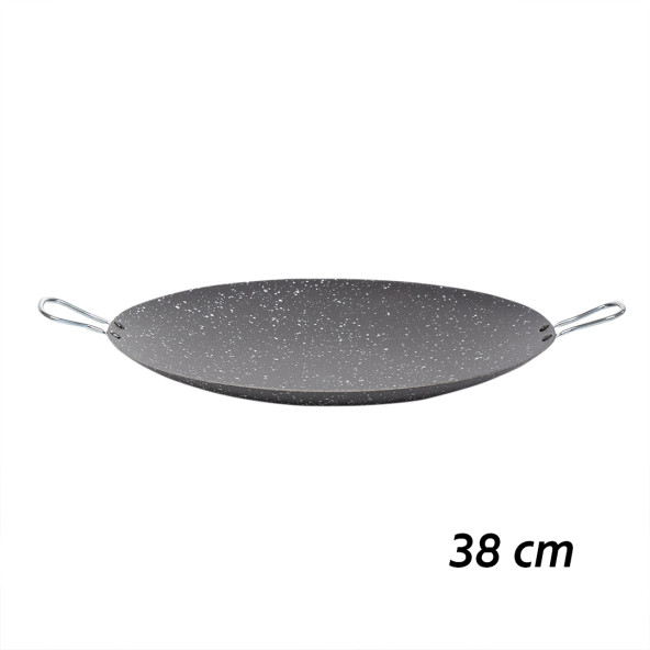Esra Çok Amaçlı Granit Pişirme Tavası -Çift Yönlü Döküm Sac Kavurma Gözleme Tavası- 38 cm Siyah - 2