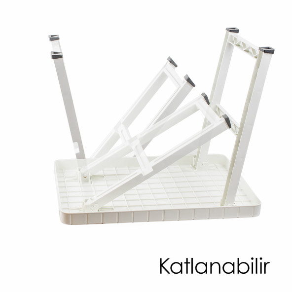 Porsima 0010 Portatif Katlanabilir Kamp Piknik Balkon Masası - Küçük Plastik Katlanır Sehpa Beyaz - 2