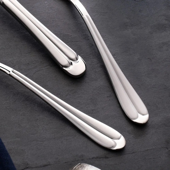 Nehir Saray Sade Paslanmaz Çelik Büyük Aile Çatal Kaşık Bıçak Takımı 72 parça 12 Kişilik - 4