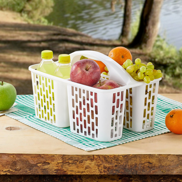 Porsima 8114 ORG-51 3 Bölmeli Düzenleyici Sepet - Çok Amaçlı Organizer - Beyaz - 3