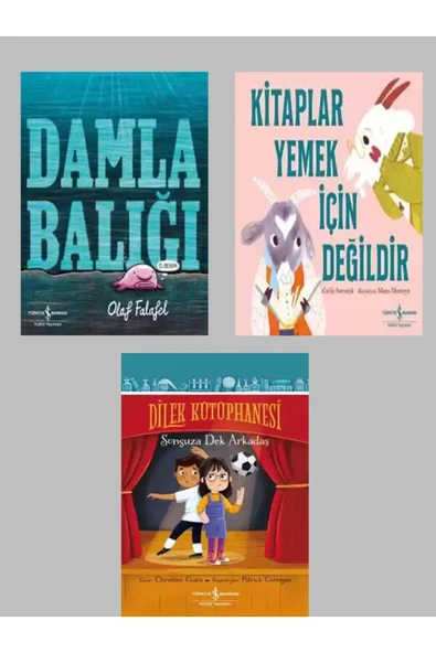 Kitaplar Yemek İçin Değildir + Damla Balığı + Dilek Kütüphanesi Toplam 3 kitap Set ürün görseli 1