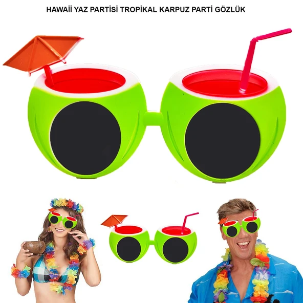 Karpuz Şekilli Tropikal Hawaii Yaza Merhaba Parti Gözlüğü - 1
