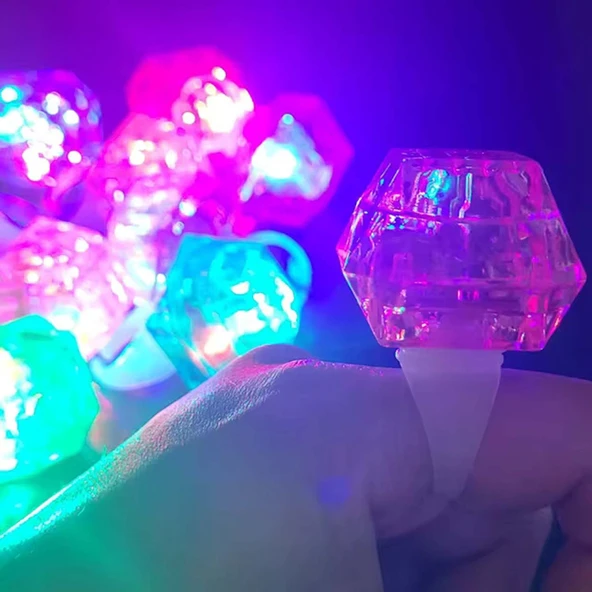 Kristal Tasarımlı Led Glow Işıklı 3 Modlu Mor Yüzük 3.5 x 5 cm - 3