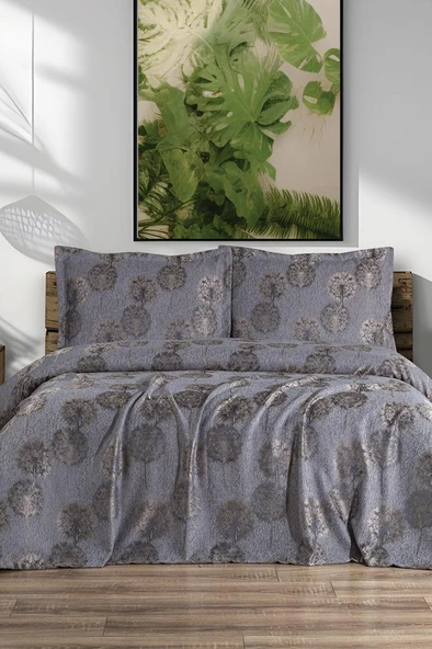 Ares 3 Parça Çift Kişilik Pike Takımı 230x250 Gri ürün görseli