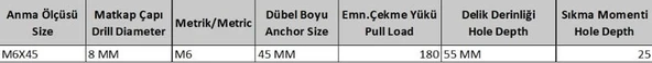 Asma Tavan Çelik Dubel M6X45 ( 10 Adet) - 2