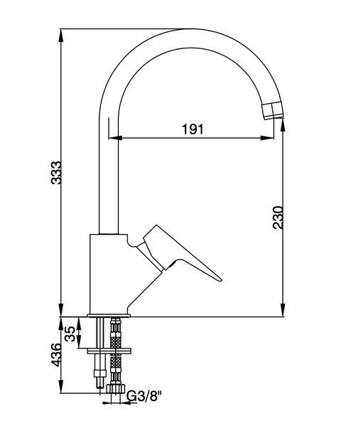 Ar Fia Eviye Bataryası Kuğu Borulu Mat Siyah - Resim 2