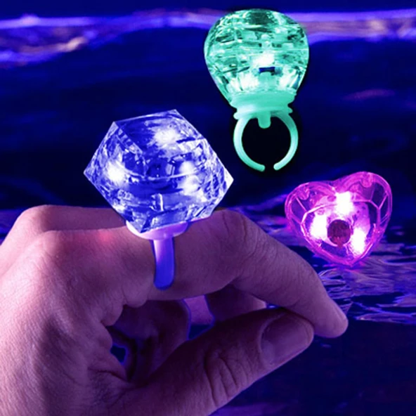 Kristal Tasarımlı Led Glow Işıklı 3 Modlu Mor Yüzük 3.5 x 5 cm - 2