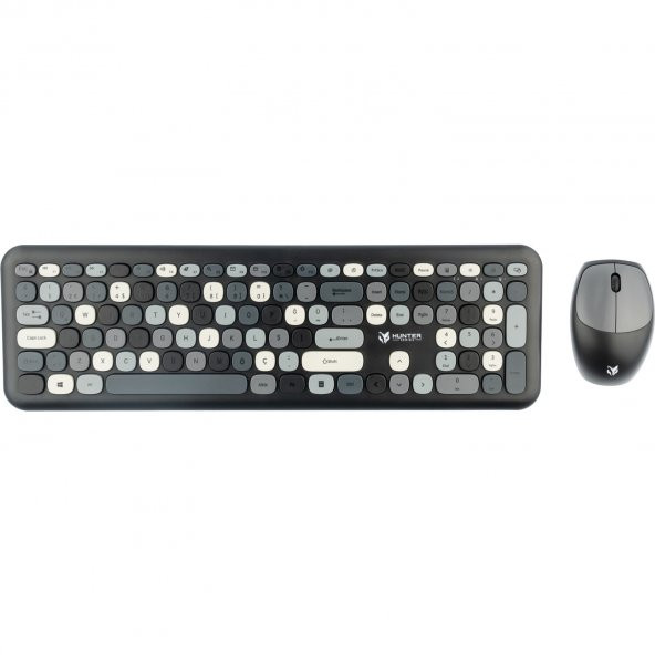 Hunter Series Gray Xt Retro Kablosuz Klavye ve Mouse Seti - 2