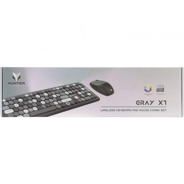 Hunter Series Gray Xt Retro Kablosuz Klavye ve Mouse Seti - 3