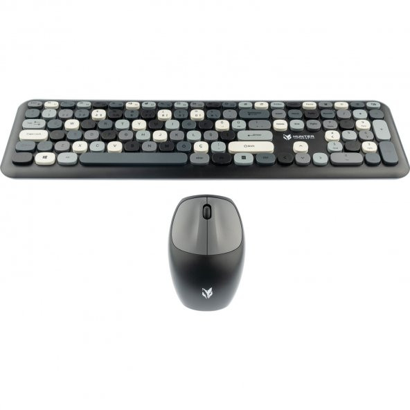Hunter Series Gray Xt Retro Kablosuz Klavye ve Mouse Seti - 4