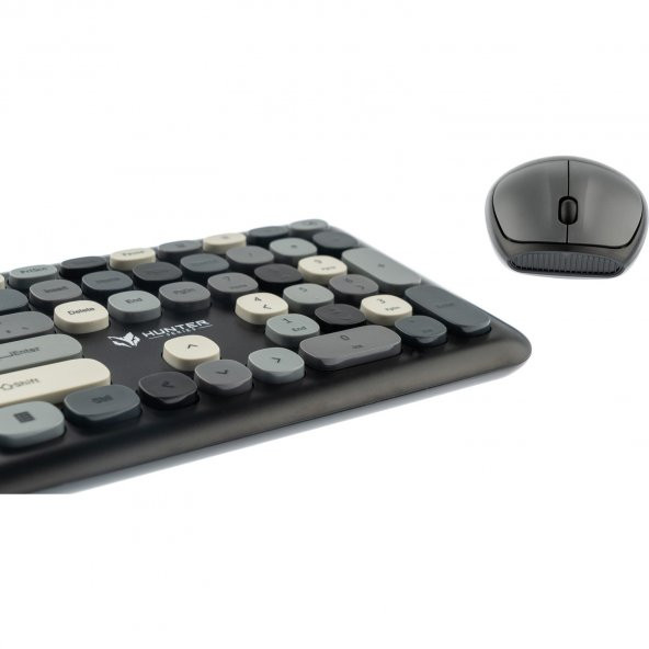 Hunter Series Gray Xt Retro Kablosuz Klavye ve Mouse Seti - 5