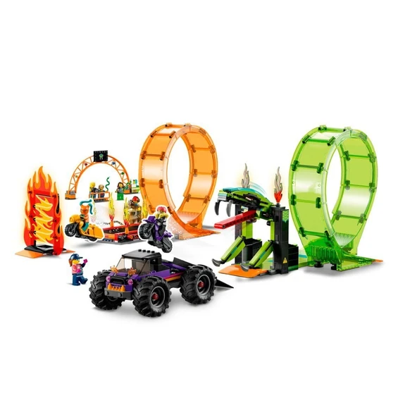 YUMURCAK TOYZ 60339 Lego City - Çift Çemberli Gösteri Arenası, 598 parça, +7 yaş Kız Erkek Çocuk Oyuncak Eğitici O - Resim 3