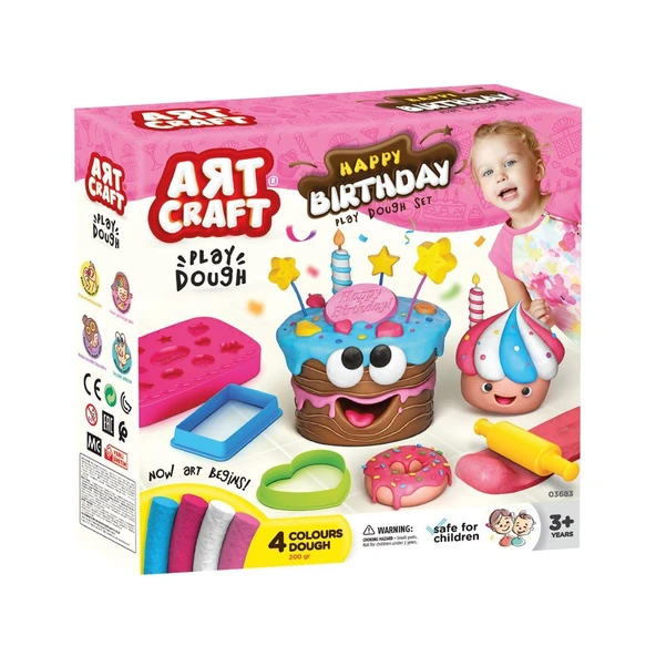 YUMURCAK TOYZ 03683 Art Craft Doğum Günü Hamur Set 200 gr Kız Erkek Çocuk Oyuncak Eğitici Oyuncaklar