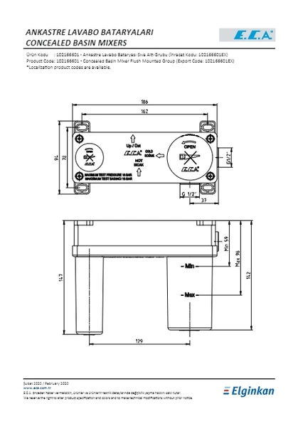 Eca Ankastre Lavabo Bataryası Sıva Altı - Resim 2