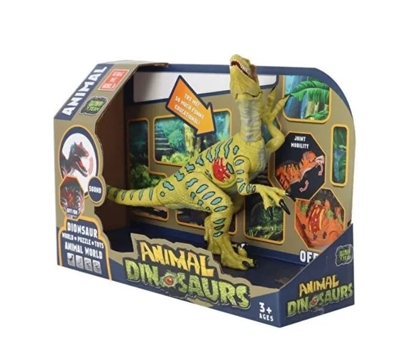 YUMURCAK TOYZ Sesli Dinozor Raptor 22cm Kız Erkek Çocuk Oyuncak Eğitici Oyuncaklar ürün görseli 1