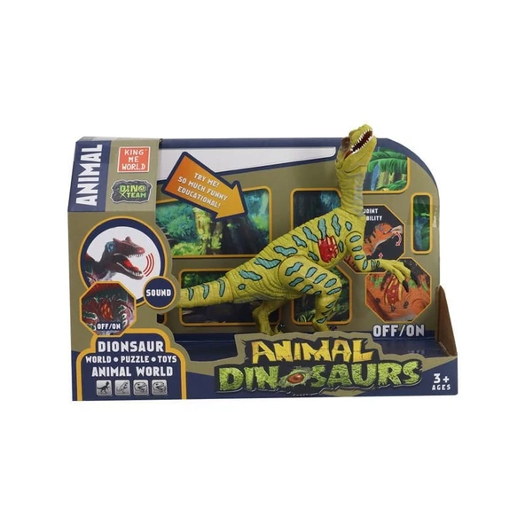 YUMURCAK TOYZ Sesli Dinozor Raptor 22cm Kız Erkek Çocuk Oyuncak Eğitici Oyuncaklar - Resim 2