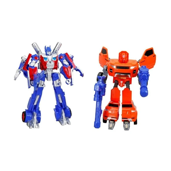 YUMURCAK TOYZ Işıklı 2'li Power Robot Transformer Dönüşen Araçlar Kız Erkek Çocuk Oyuncak Eğitici Oyuncaklar - 2