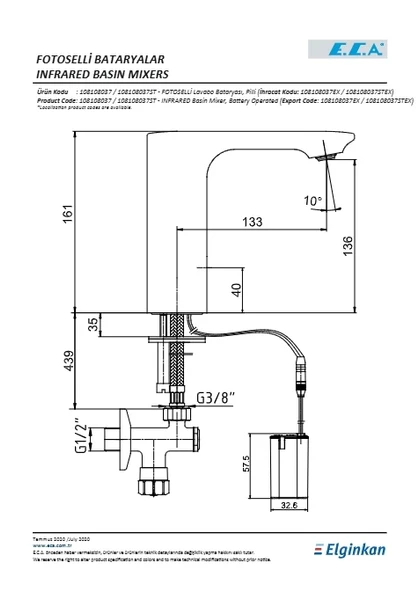 Eca Compact Fotoselli Lavabo Bataryası Pilli - Resim 2