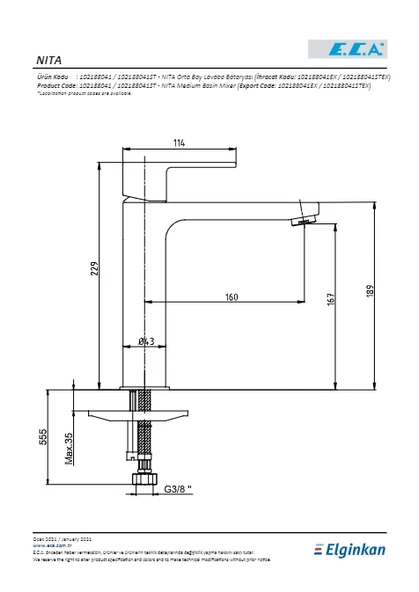 Eca Nita Orta Boy Lavabo Bataryası - Resim 2