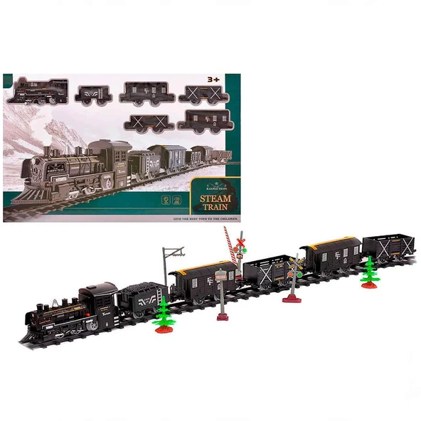 YUMURCAK TOYZ Classic Steam Pilli Tren Seti 40 Parça 1603C Kız Erkek Çocuk Oyuncak Eğitici Oyuncaklar