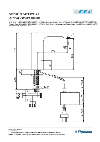 Eca Compact Fotoselli Lavabo Bataryası Elektrikli - 2