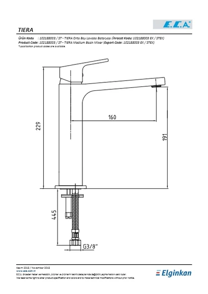 Eca Tiera Orta Boy Lavabo Bataryası - Resim 2