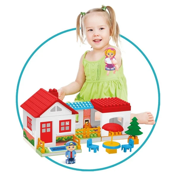 YUMURCAK TOYZ Tek Katlı 36 Parça Lego Ev Seti Bloklar Kız Erkek Çocuk Oyuncak Eğitici Oyuncaklar - Resim 3