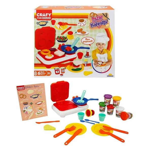 YUMURCAK TOYZ Crafy Pazar Kahvaltısı Oyun Hamuru Seti 300 g 23 Parça Kız Erkek Çocuk Oyuncak Eğitici Oyuncaklar